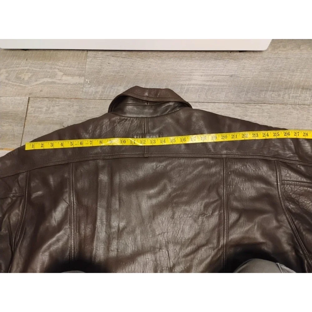 Croft & Barrow Bomber Jacket brown Leather Collared Zip Pockets Quilt Lined XXL